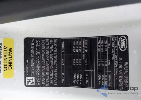 2021 Land Rover Discovery Sport S z USA, uszkodzony, nr VIN SALCJ2FX6MH887548